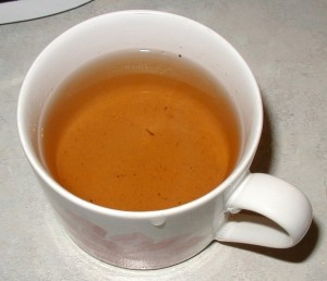 Cup of sassafras tea.